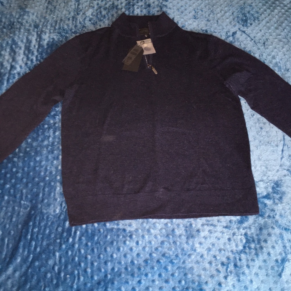 Men’s Quincy Sweater 100% Wool. Navy Blue